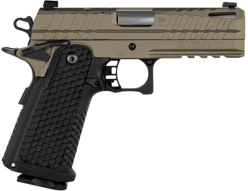 Live Free Armory LFAPF712086 Apollo 11 9mm Pistol 4.15" Barrel 17+1 Round 416 Stainless Steel Slide Flat Dark Earth Cerakote Black Polymer Grip