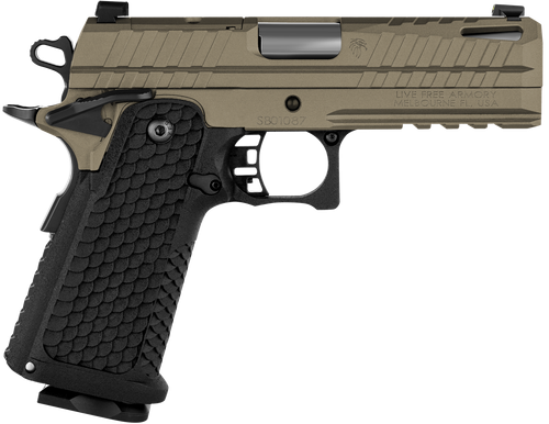 Live Free Armory LFAPF712086 Apollo 11 9mm Pistol 4.15" Barrel 17+1 Round 416 Stainless Steel Slide Flat Dark Earth Cerakote Black Polymer Grip