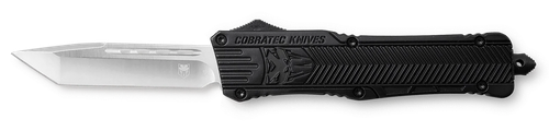 Cobratec Knives CTK-1 Large OTF Tanto Knife (D2 Steel Blade, Black Handle, Glass Breaker)