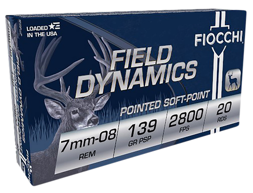 Fiocchi Field Dynamics 7mm-08 Remington Ammo 139 Grain PSP Box of 20