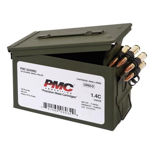 PMC Ammunition .50 BMG Ammo 660 Grain FMJBT 100 Rounds PMC Ammunition .50 BMG Ammo 660 Grain FMJBT 100 Rounds