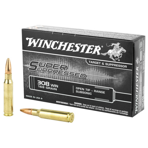 Winchester Super Suppressed 308 Winchester Ammo 185 Grain Jacketed Hollow Point Box of 20