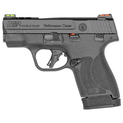 Smith & Wesson Performance Center M&P9 Shield Plus 9mm Luger Pistol 3.1" Barrel 13+1 Round Armornite Slide Black Grip Matte Black Frame Manual Safety