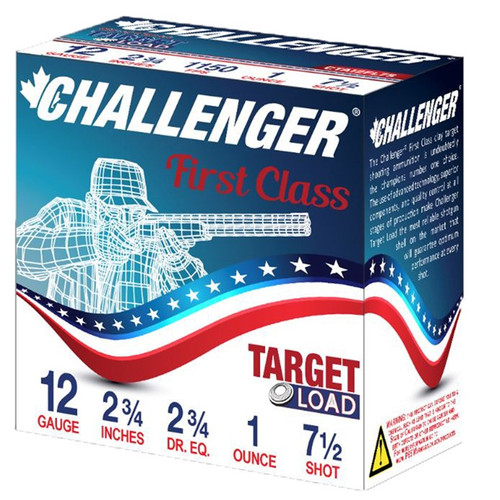 Challenger Ammo First Class Target Load 12 Gauge Ammo 2-3/4" #7.5 Shot 1 oz Box of 250