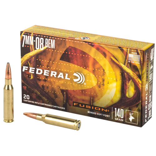 Federal Fusion 7mm-08 Remington Ammo 140 Grain Boat Tail Soft Point Box of 20