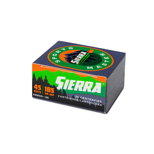 Sierra Bullets .45 Auto Ammunition 185 Grain JHP 20 Count