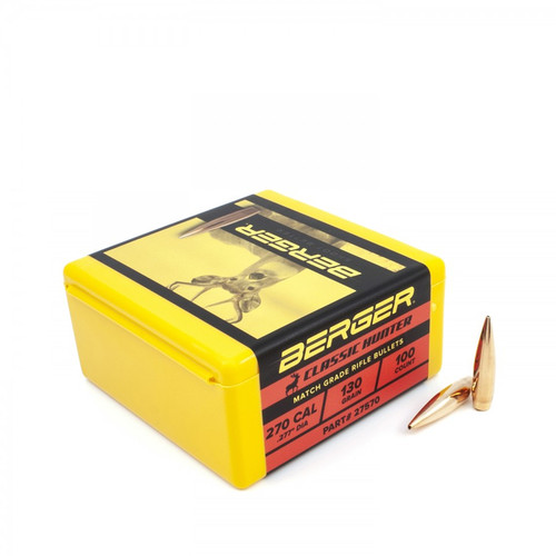 Berger 270 cal .277" 130gr VLD Hunting Bullets 100ct box
