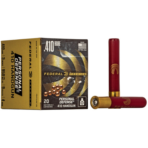 Federal Premium Personal Defense 410 Handgun Shotshell Ammunition .410 Gauge 3" 9 Pellets #4B 950 fps Box of 20