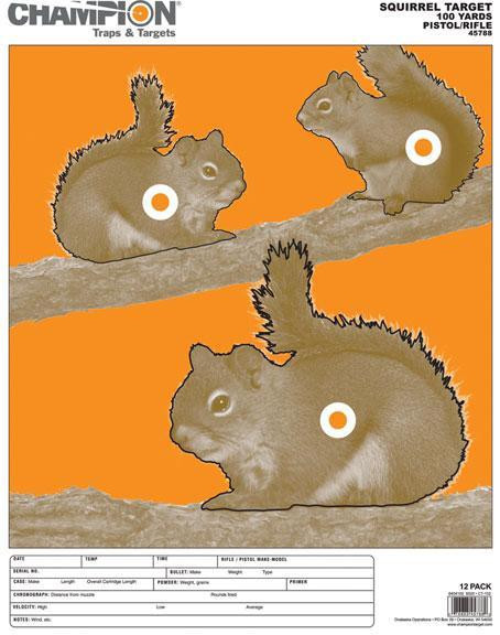 Champion Animal Paper Targets Squirrel Large 12-Pack