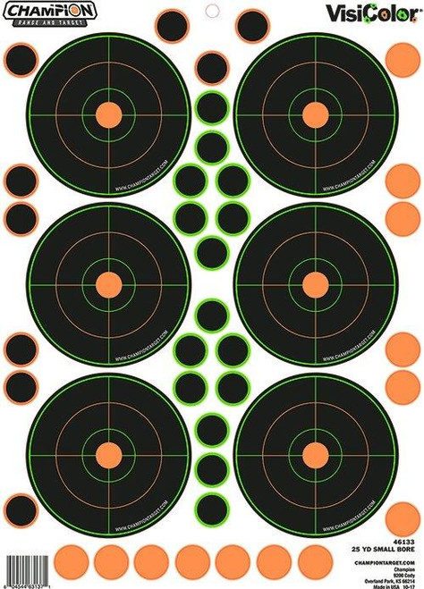 Champion VisiColor Adhesive Target 8.5" x 11.5" 25yd Small Bore 5PK