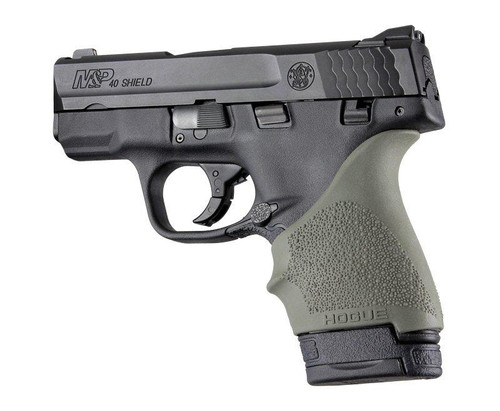 Hogue Handall Slip On Beavertail Grip Sleeve S&W M&P Shield 9, 40, Ruger LC9 Rubber Olive Drab