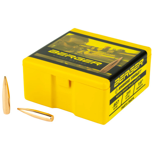 Berger Hybrid Target 6.5mm, 264 Caliber (264 Diameter) Bullets 140 Grain Jacketed Hollow Point Box of 100 - Image 1