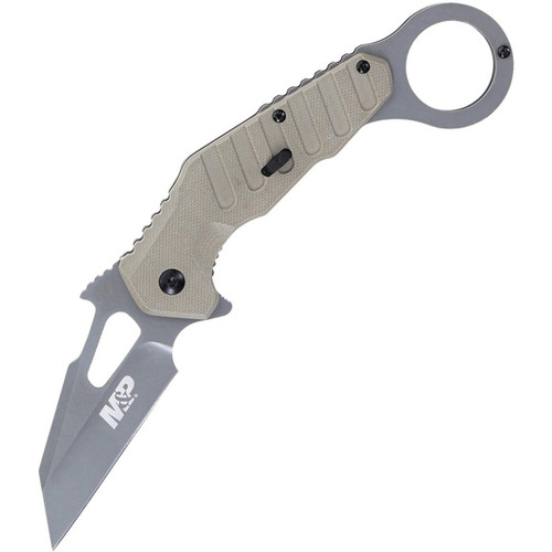Smith & Wesson M&P Exreme Ops Assisted Opening Pocket Knife 3" Tanto Point 8Cr13MoV Titanium Nitride Blade G-10 Handle Flat Dark Earth