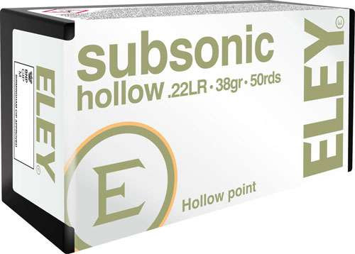 ELEY SUBSONIC HOLLOW POINT 22LR 38GR. 50 PACK