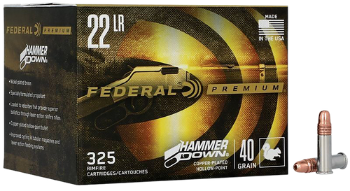 Federal HammerDown .22LR Ammo 40gr Copper-Plated Hollow Point Box of 325