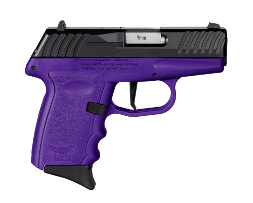 SCCY DVG-1 9mm Luger Pistol 3.1" Barrel 10+1 Round Black Slide Purple Frame (Flat Trigger)