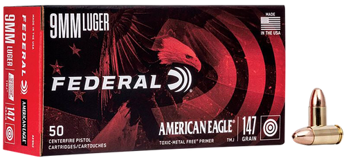 Federal American Eagle IRT 9mm Luger Ammo 147 Grain Total Metal Jacket Box of 50