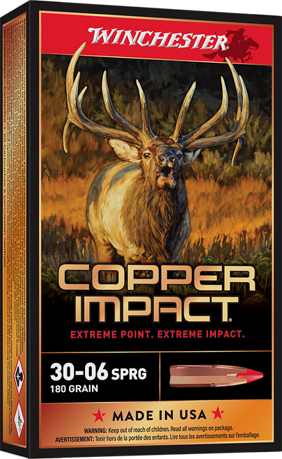 Winchester Copper Impact 30-06 Springfield Ammo 180 Grain Boat Tail Box of 20