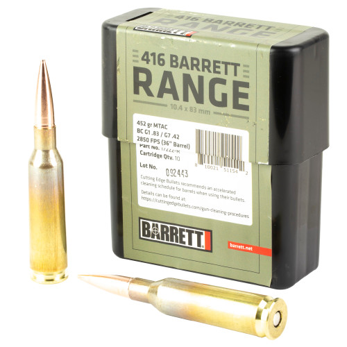 Barrett .416 Barrett Range Ammunition 452 Grain MTAC Box of 10 - Image 1