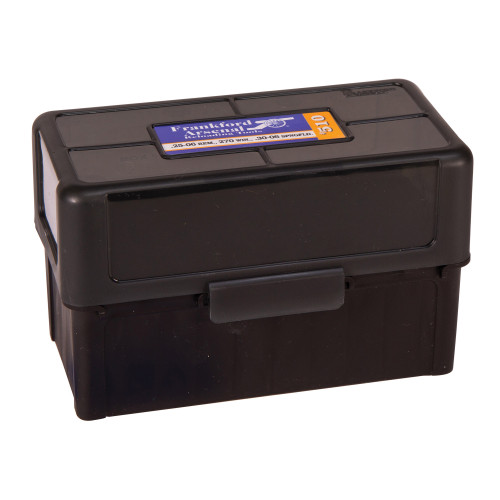 Frankford Arsenal Hinge Top Ammo Box #510 25-06 Remington, 270 Winchester, 30-06 Springfield 50-Round Plastic Gray and Black