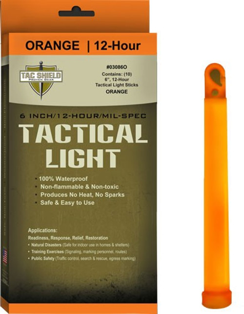Tac Shield Tactical Light Orange 6 Inch 10 Pack