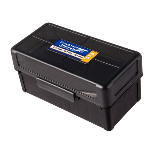 Frankford Arsenal Hinge Top Ammo Box #515 223 Winchester Super Short Magnum (WSSM), 7mm SAUM, 300 Winchester Short Magnum (WSM) 50-Round Plastic Gray and Black