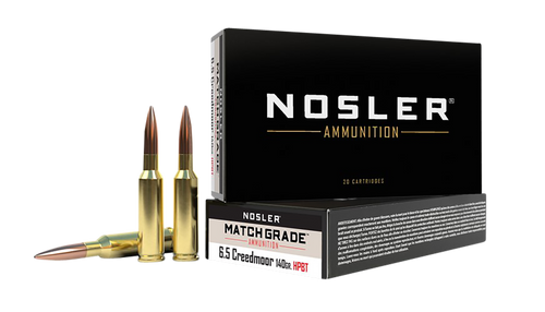 Nosler Match Grade 6.5 Creedmoor Ammo 140 Grain Nosler Custom Competition Jacketed Hollow Point Box of 20 Nosler Match Grade 6.5 Creedmoor Ammo 140 Grain Nosler Custom Competition Jacketed Hollow Point Box of 20
