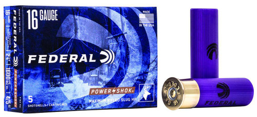 Federal Power-Shok Rifled Slug 16 Gauge 2 3/4" 4/5 oz Slug 1600 fps Box of 5