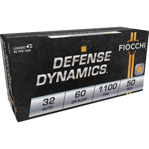 Fiocchi Pistol Shooting Dynamics .32 ACP Ammo 60 Grain Jacketed Hollow Point Box of 50