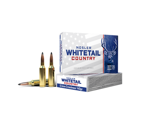 Nosler Whitetail Country 6.5 Creedmoor Ammo 140 Grain Solid Base Jacketed Soft Point Box of 20