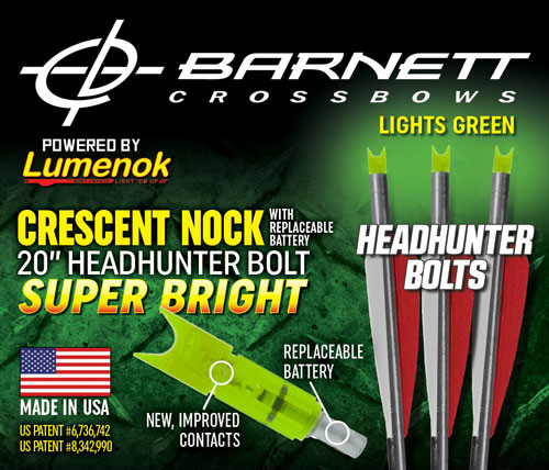 Lumenok Headhunter 20" Green Crescent Crossbow Bolt 3PK