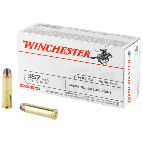 Winchester USA 357 Magnum Ammo 110 Grain Jacketed Hollow Point Box of 50 - Image 1
