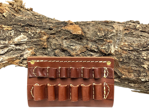 Hunter Company 0675 Cartridge Belt Slide Chestnut Tan Leather .375 Cal 6-Round 2"