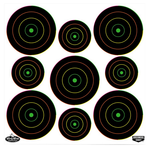 Birchwood Casey Dirty Bird Bullseye Tagboard Hanging Pistol/Rifle Target Black/Green 20PK