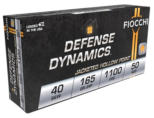 Fiocchi Defense Dynamics 40 S&W Ammo 165 Grain Jacketed Hollow Point Box of 50
