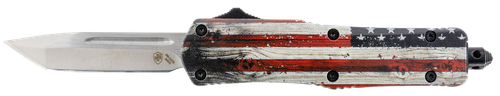 Templar Knife OTF Knife 2.25 Inch Tanto Blade Wood US Flag