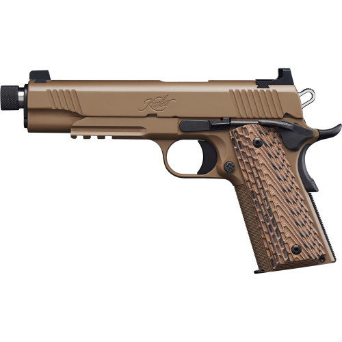 Kimber Desert Warrior TFS 45 ACP Pistol 5.5" Threaded Barrel 7+1 Round Desert Tan Slide Black/Brown Grip Desert Tan Frame - Image 1