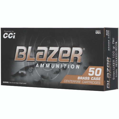 CCI Blazer Brass 9mm Luger Ammo 100 Grain FMJ Box of 50