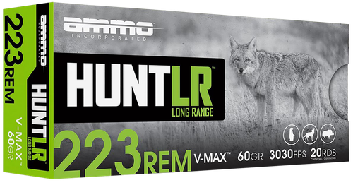 Ammo Inc Hunt Long Range 223 Remington Ammo 60 Grain V-Max Box of 20