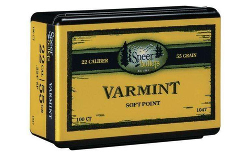Speer Varmint Soft Point 22 Caliber (224 Diameter) Bullets 55 Grain JSP Box of 100