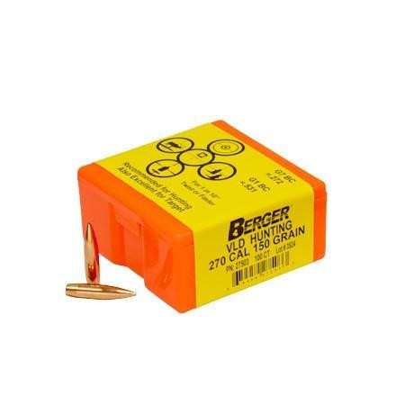 Berger VLD Hunter .270 Caliber (.277 Diameter) Bullets 150 Grain Box of 100