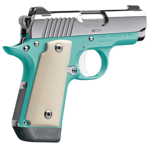 Kimber Micro Bel Air 380 ACP Pistol 2.75" Barrel 7+1 Round Stainless Slide Ivory Grip Light Blue Frame