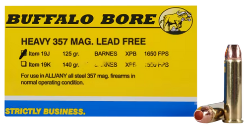 Buffalo Bore 357 Magnum Ammo 125 Grain Barnes TAC-XP Solid Hollow Point Lead Free Box of 20
