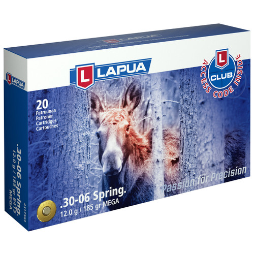 Lapua 30-06 Springfield Ammo 185 Grain Lapua Mega Jacketed Soft Point Box of 20