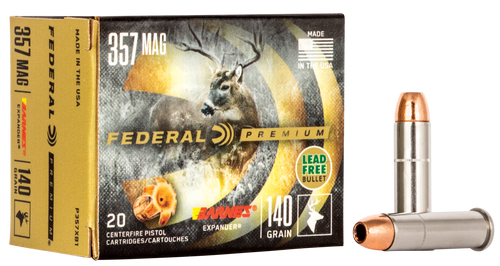 Federal Premium 357 Magnum Ammo 140 Grain Barnes XPB Solid Hollow Point Lead Free Box of 20