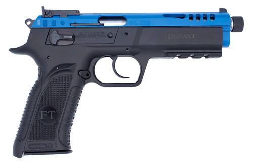 Tanfoglio Force 22LR Pistol 4.9" Threaded Barrel 10+1 Round Blue Slide Black Grip Black Frame
