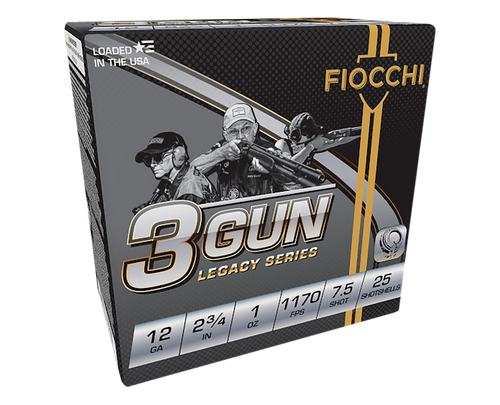 Fiocchi 3-Gun Match 12 Gauge Ammo 2-3/4" #7.5 Lead Shot 1 oz Box of 25