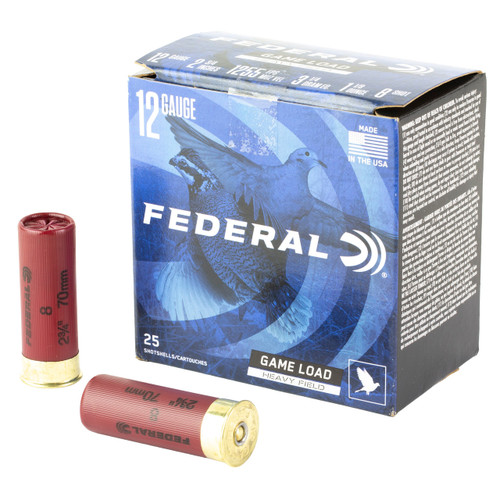 Federal Game-Shok Upland Game 12 Gauge Ammo 2-3/4" 1-1/8 oz #8 Shot Box of 25