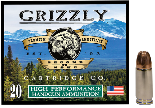 Grizzly Cartridge High Performance Handgun 9mm Luger +P+ Ammo 115 Grain Jacketed Hollow Point Box of 20