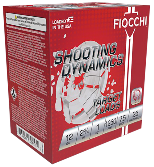 Fiocchi Shooting Dynamics 12 Gauge Ammo 2-3/4" #7.5 Shot 1 oz Box of 25